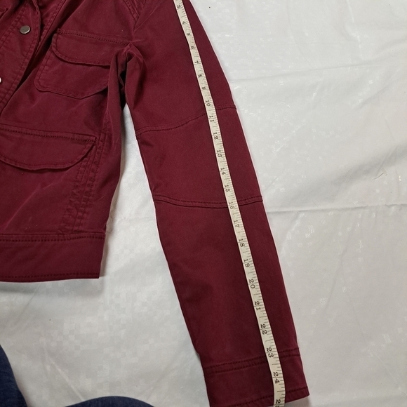 ANTHROPOLOGIE Sanctuary Military Moto Field Jacket Burgundy - Picture 14 of 16